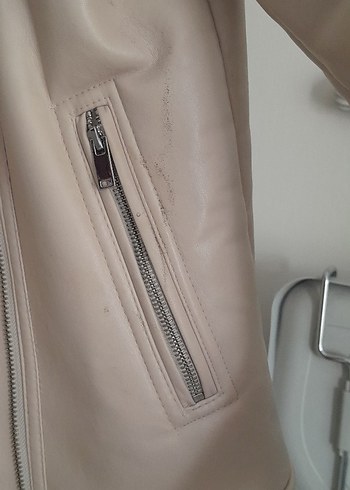 Bej Süet Kürklü Kadın Mont - Görsel 4