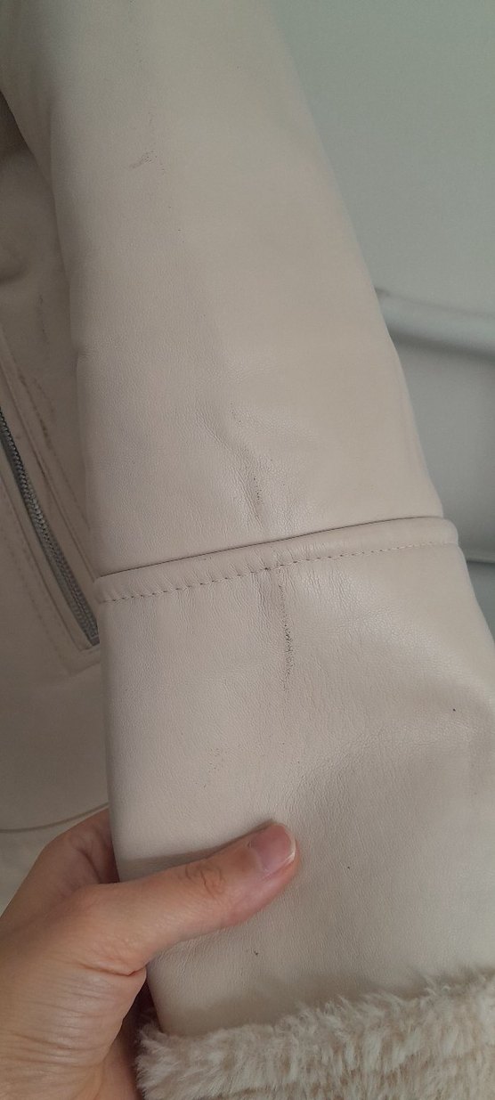 Bej Süet Kürklü Kadın Mont - Görsel 3