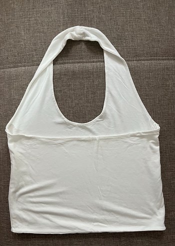 Diğer Kadın Beyaz halter yaka crop top