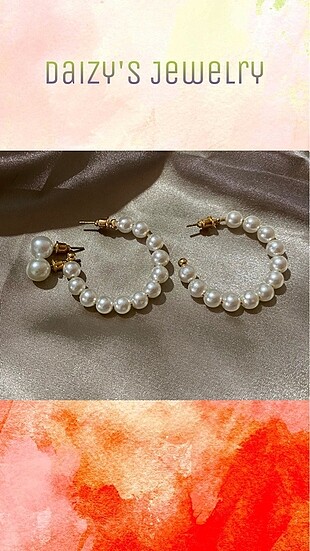  Beden beyaz Renk Küpe Vintage Daizy's Jewelry