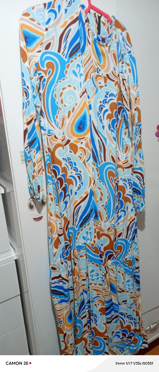 Çizgili Bol Kesim büyük beden elbise - Görsel 4