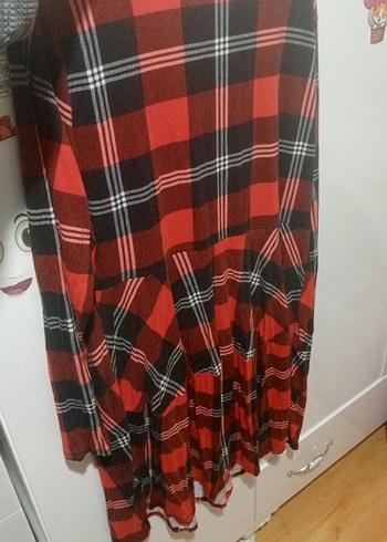 Kırmızı Ekose Desenli Hamile Tunik - Görsel 4