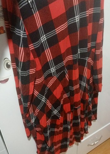 Kırmızı Ekose Desenli Hamile Tunik - Görsel 6