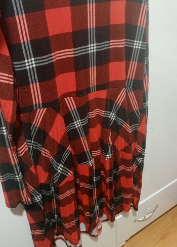 Kırmızı Ekose Desenli Hamile Tunik - Görsel 5