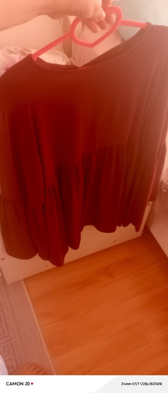 Kırmızı Uzun Hamile üst büyük beden salaş - Görsel 2