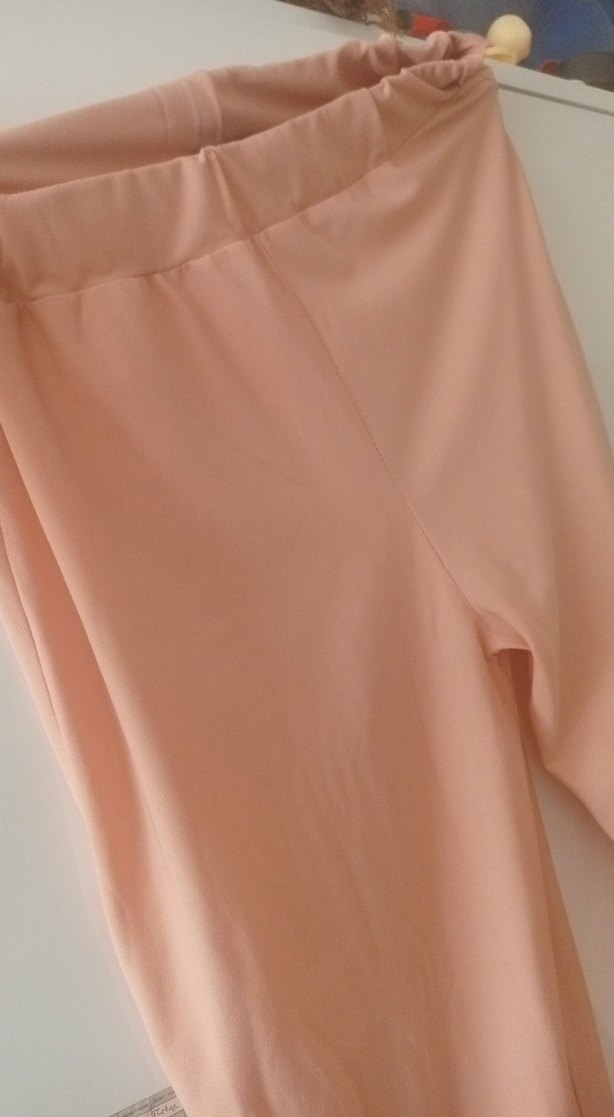 Pastel Pembe Rahat Kesim Kadın Kumaş Pantolon büyük beden - Görsel 3