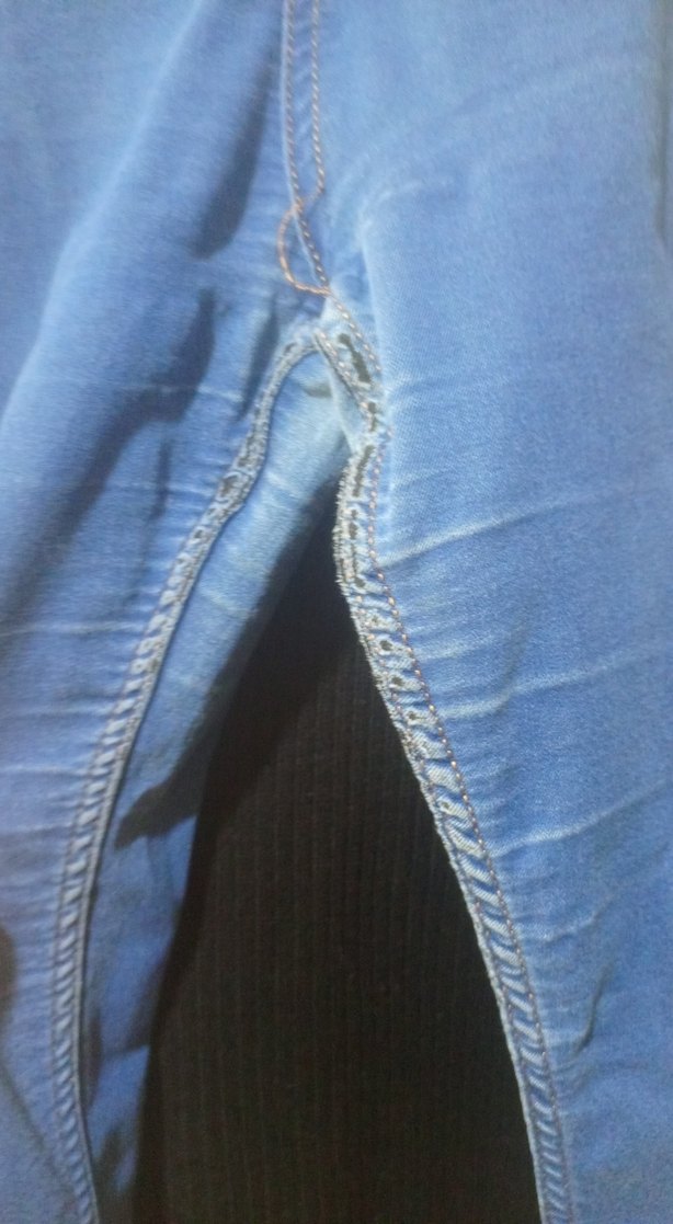 Düğmeli Parlak Mavi Kadın Midi Jean - Görsel 3