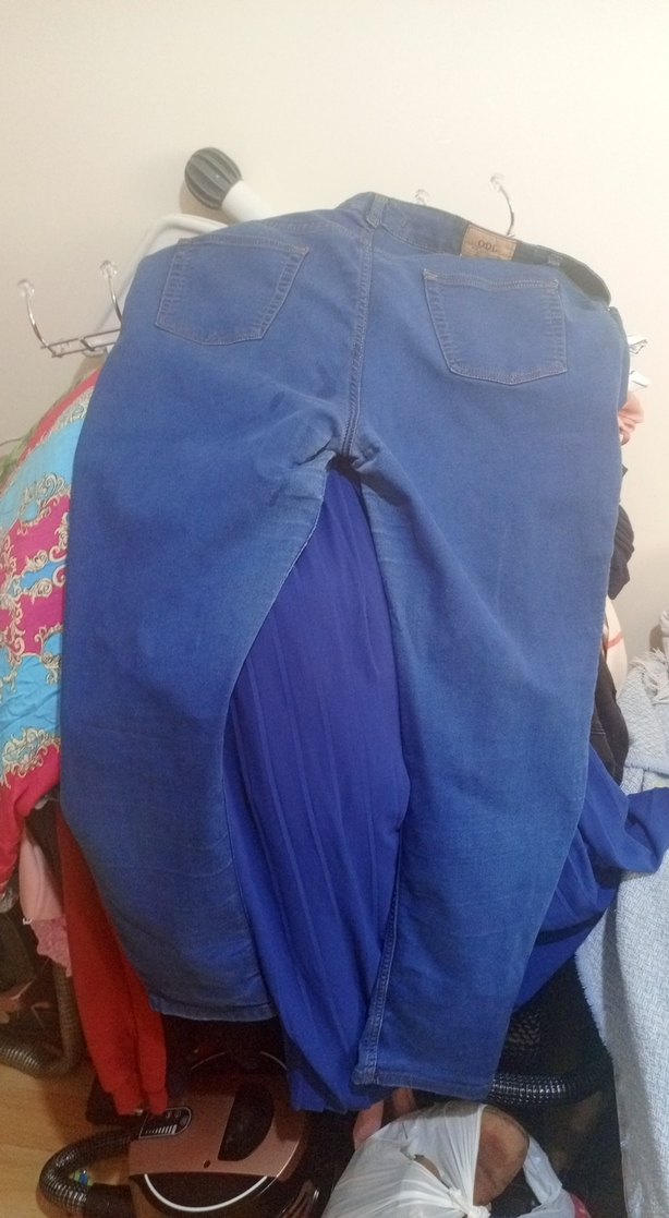 Düğmeli Parlak Mavi Kadın Midi Jean - Görsel 4