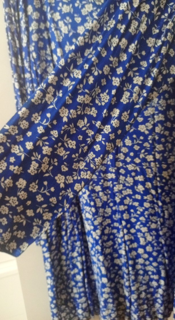 Mavi Bohem V Yaka Uzun tunik elbise - Görsel 2