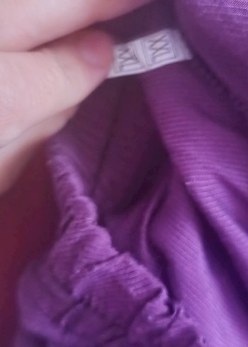 Düğmeli Mor Midi pantolon - Görsel 2