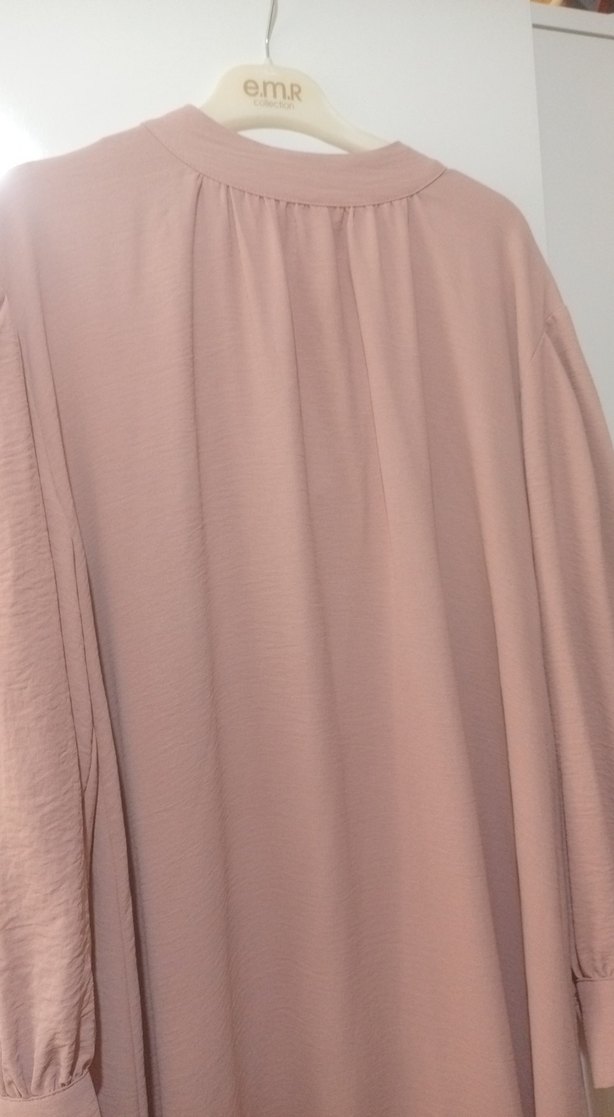 Bej Uzun Keten Salaş hamile elbise büyük beden - Görsel 2