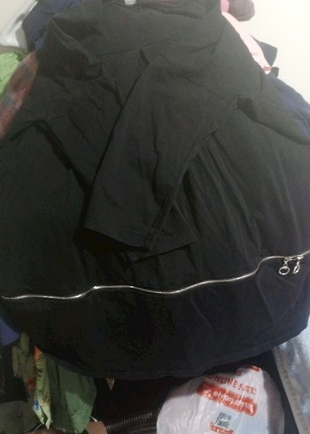 Siyah Gotik Midi bol kesim buyuk beden kazak tunik - Görsel 2