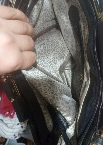 Siyah Deri Kadın Çanta - Kemer Detaylı - Görsel 6