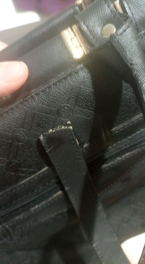 Siyah Deri Kadın Çanta - Kemer Detaylı - Görsel 3