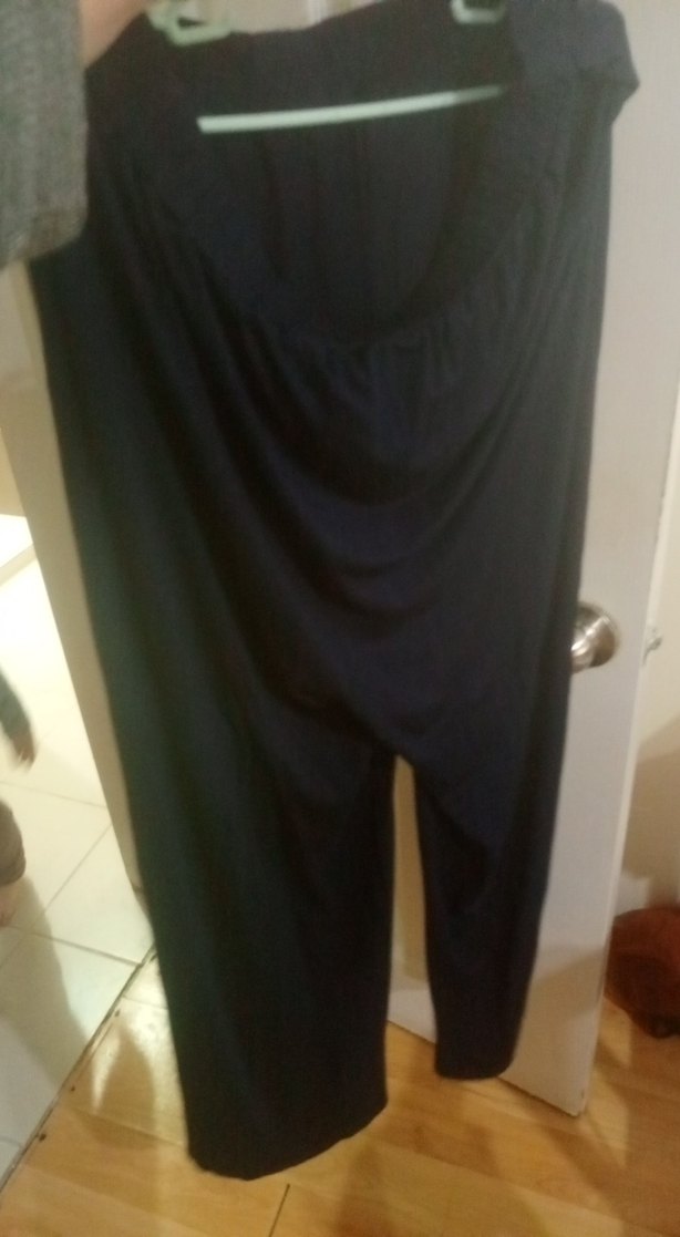 Siyah Kadın Uzun Drapeli Kumaş Pantolon - Görsel 2