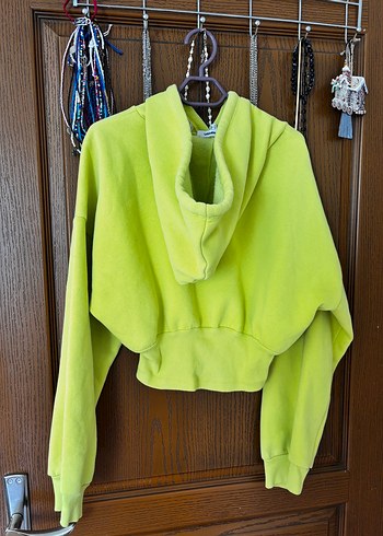Koton Neon Sarı Kapüşonlu Korse Kesim Kadın Sweatshirt