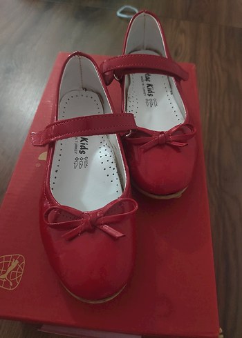 Kız Çocuk Kırmızı Fiyonk Detaylı Babet - Görsel 8