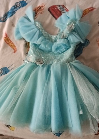 Barbie Nakış İşlemeli Mavi Kız Çocuk Elbise
