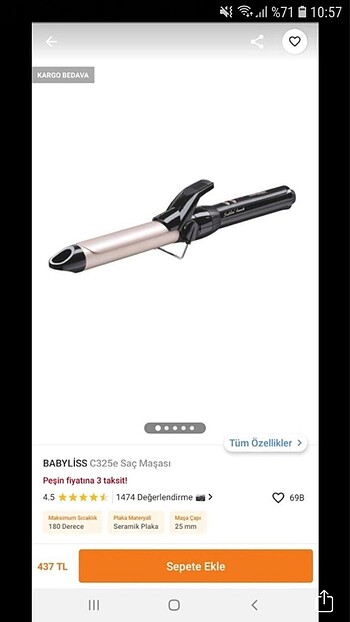 Babyliss c325e 25mm saç maşası