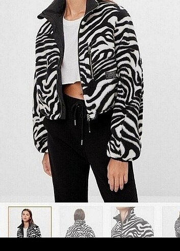 Bershka zebra desen peluş kürk 