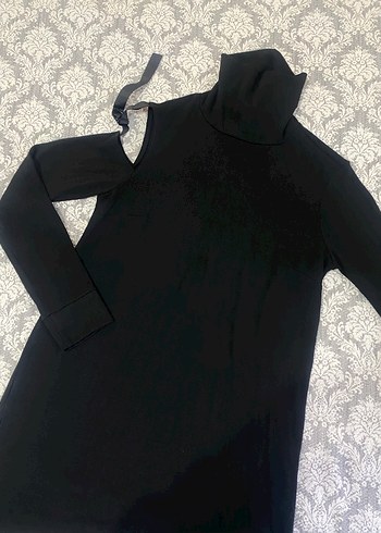 Drapeli Siyah Uzun Kollu Balıkçı Yaka Kazak - Görsel 2