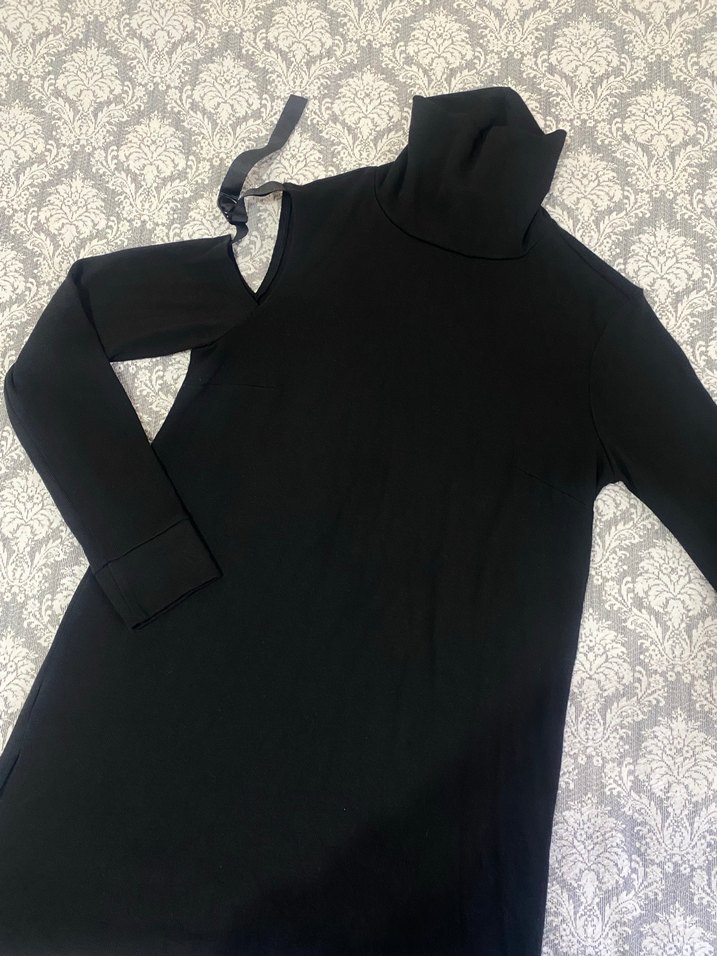 Drapeli Siyah Uzun Kollu Balıkçı Yaka Kazak - Görsel 2