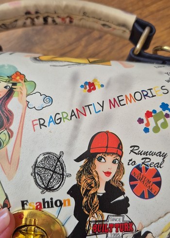 Renkli Baskılı Kız Çocuk Çantası Tokalı - Görsel 9