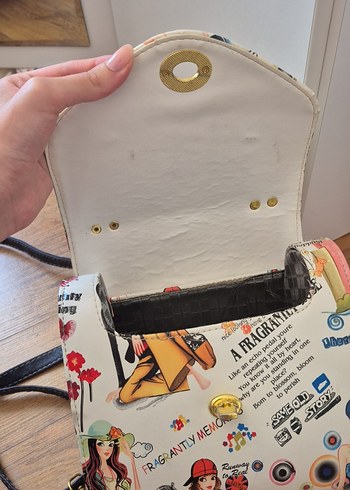 Renkli Baskılı Kız Çocuk Çantası Tokalı - Görsel 8