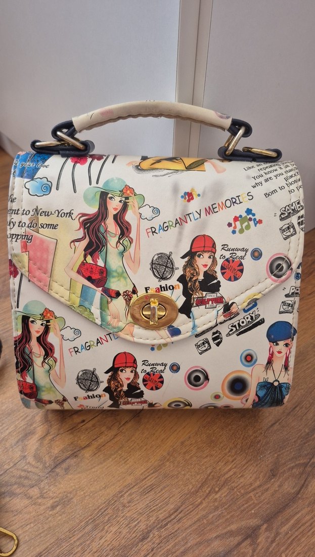 Renkli Baskılı Kız Çocuk Çantası Tokalı - Görsel 5