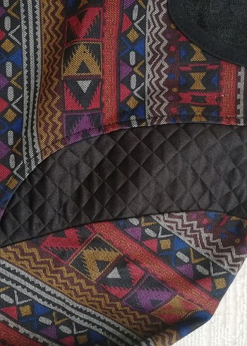 38 Beden Bohem Desenli Kısa Fermuarlı Kadın Ceket
