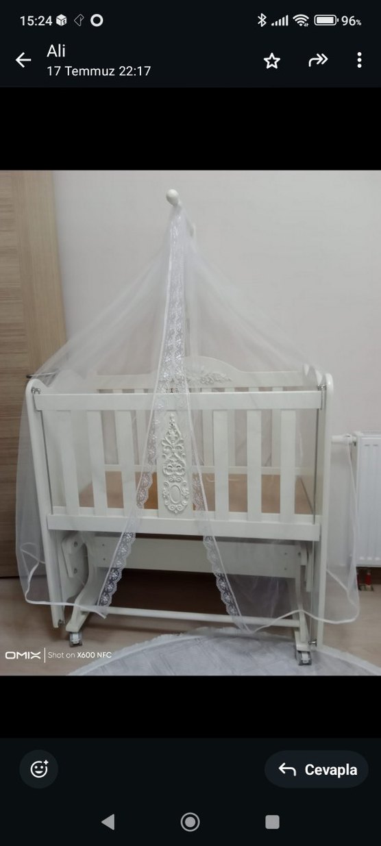 Beyaz Ahşap Bebek Beşiği - Görsel 5