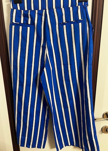 Mavi Çizgili Kadın pantolon - Görsel 4