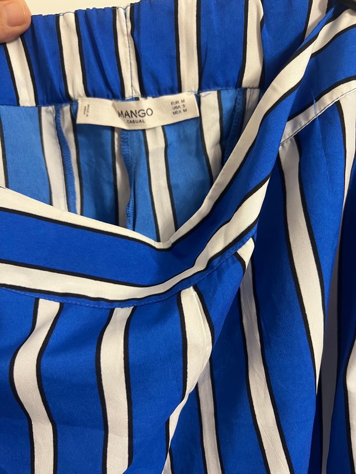 Mavi Çizgili Kadın pantolon - Görsel 2