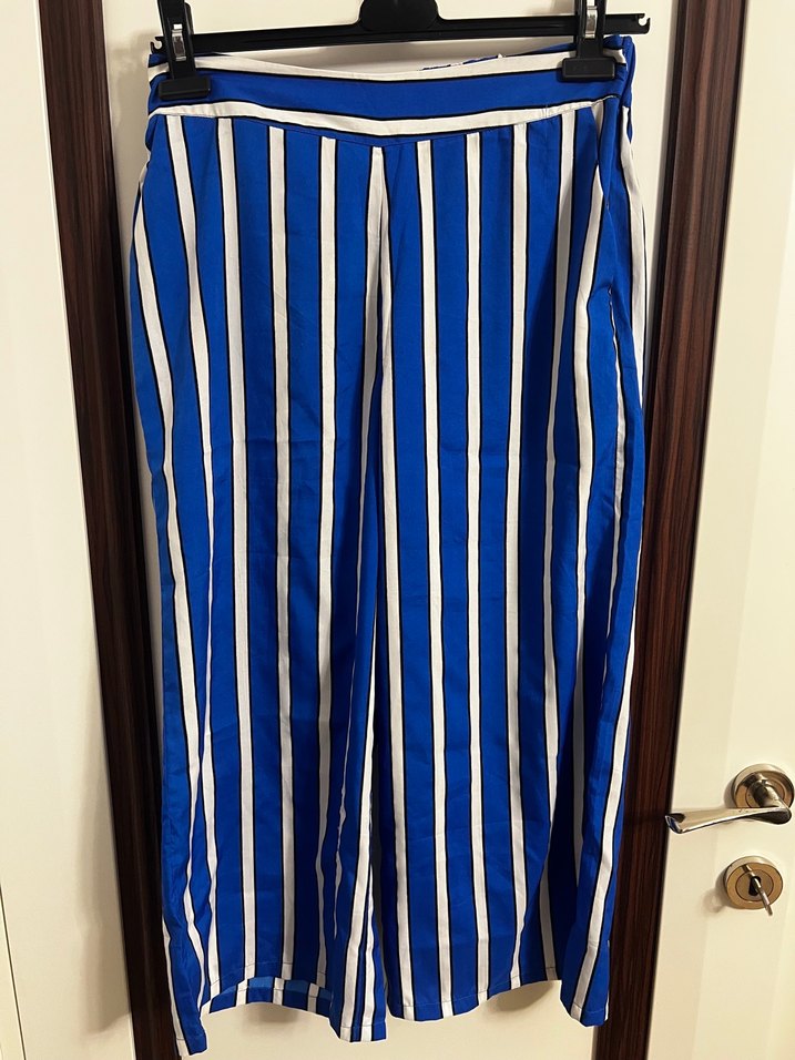 Mavi Çizgili Kadın pantolon - Görsel 3