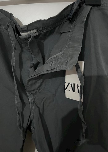 Gri Kemerli Rahat Kesim Keten Pantolon - Görsel 6