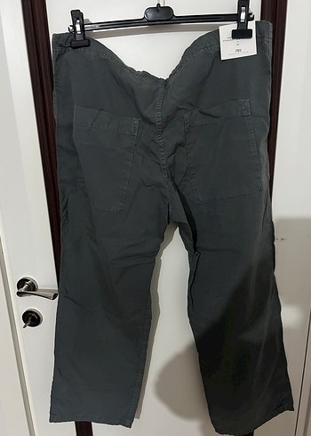 Gri Kemerli Rahat Kesim Keten Pantolon - Görsel 2