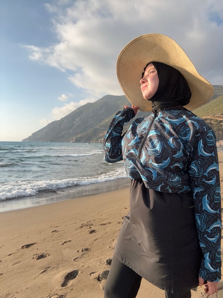 Bohem Tarz Uzun Kollu Bağlama Desenli Mayo - Görsel 3