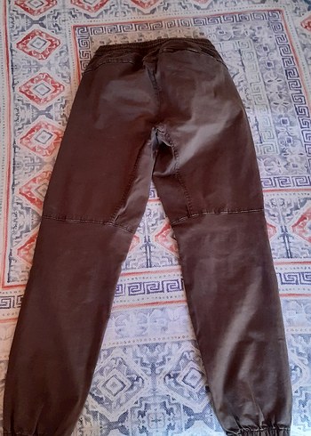 Erkek  Kahverengi Bol Kesim Kemerli Pantolon - Görsel 2