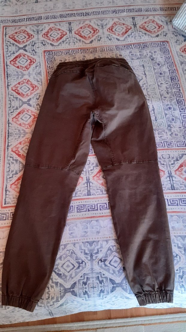 Erkek  Kahverengi Bol Kesim Kemerli Pantolon - Görsel 2