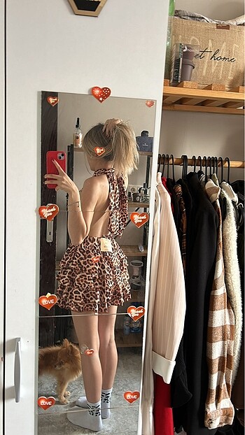 s Beden Leopar elbise