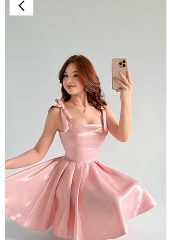 38 Beden Parlak Pembe Mini Abiye Elbise