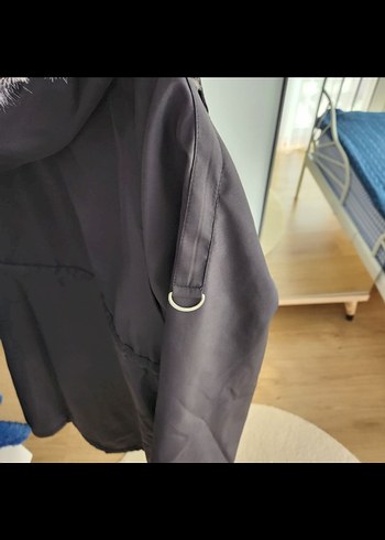 40 Beden siyah Renk Gri Kadın Midi Kışlık Kürklü Ceket