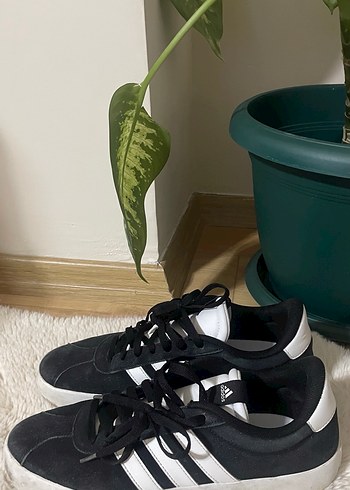 Siyah Adidas Bağcıklı Düz Taban Spor Ayakkabı - Görsel 2