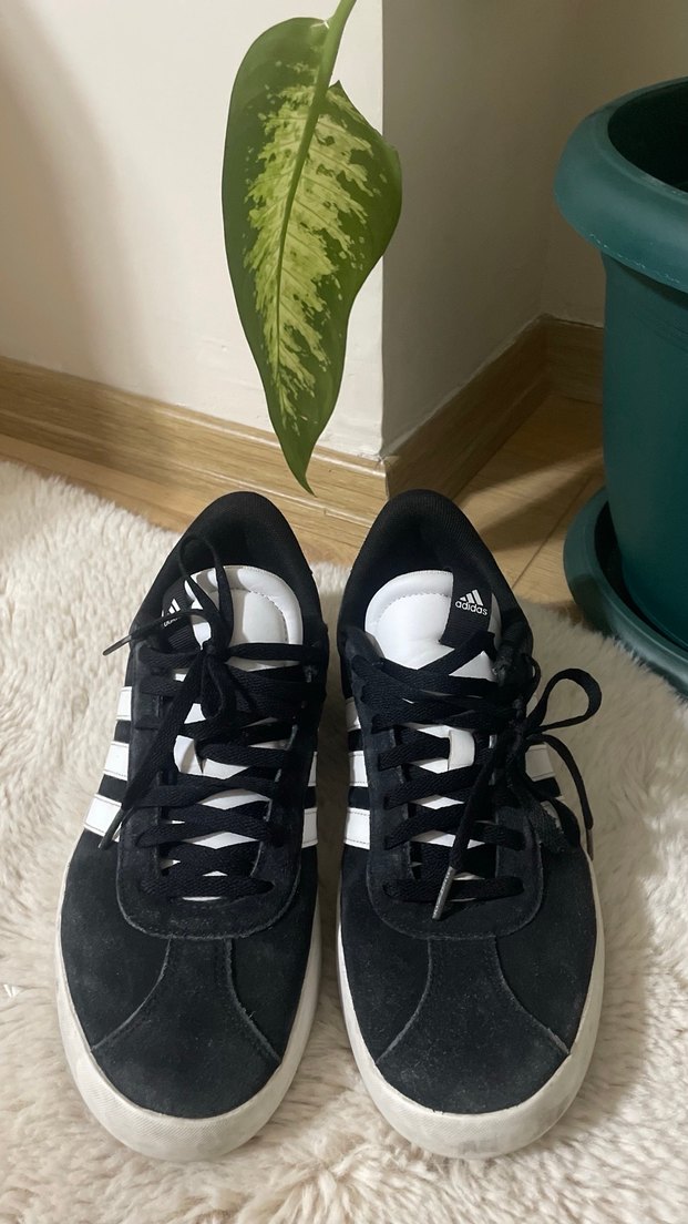 Siyah Adidas Bağcıklı Düz Taban Spor Ayakkabı - Görsel 5