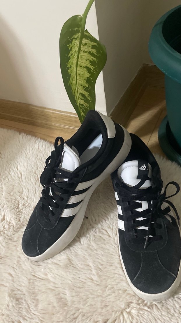 Siyah Adidas Bağcıklı Düz Taban Spor Ayakkabı - Görsel 3