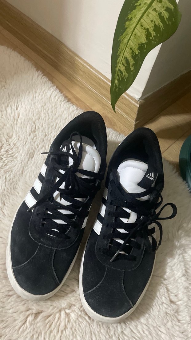 Siyah Adidas Bağcıklı Düz Taban Spor Ayakkabı - Görsel 4