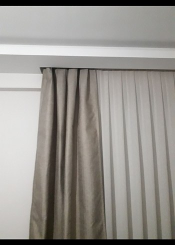 Bej ve Gri Modern Düz hasır Perde