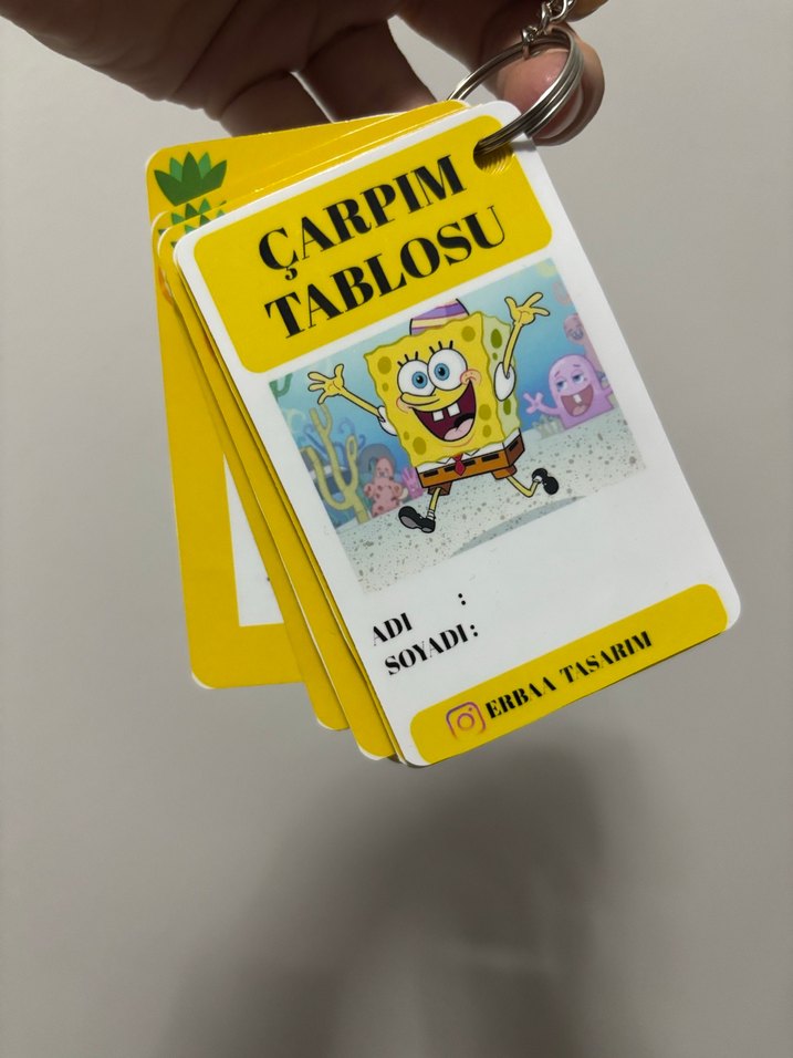 Sünger Bob Çarpım Tablosu Anahtarlık Kartı - Görsel 2