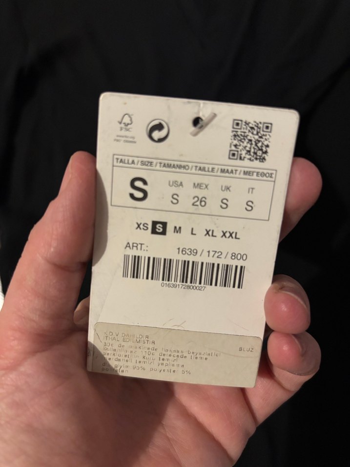 Zara Siyah V Yaka Uzun Kollu Bluz - Görsel 3