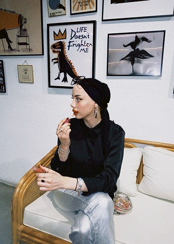 Gri Etnik Desenli Kadın Cigarette Pantolon - Görsel 2